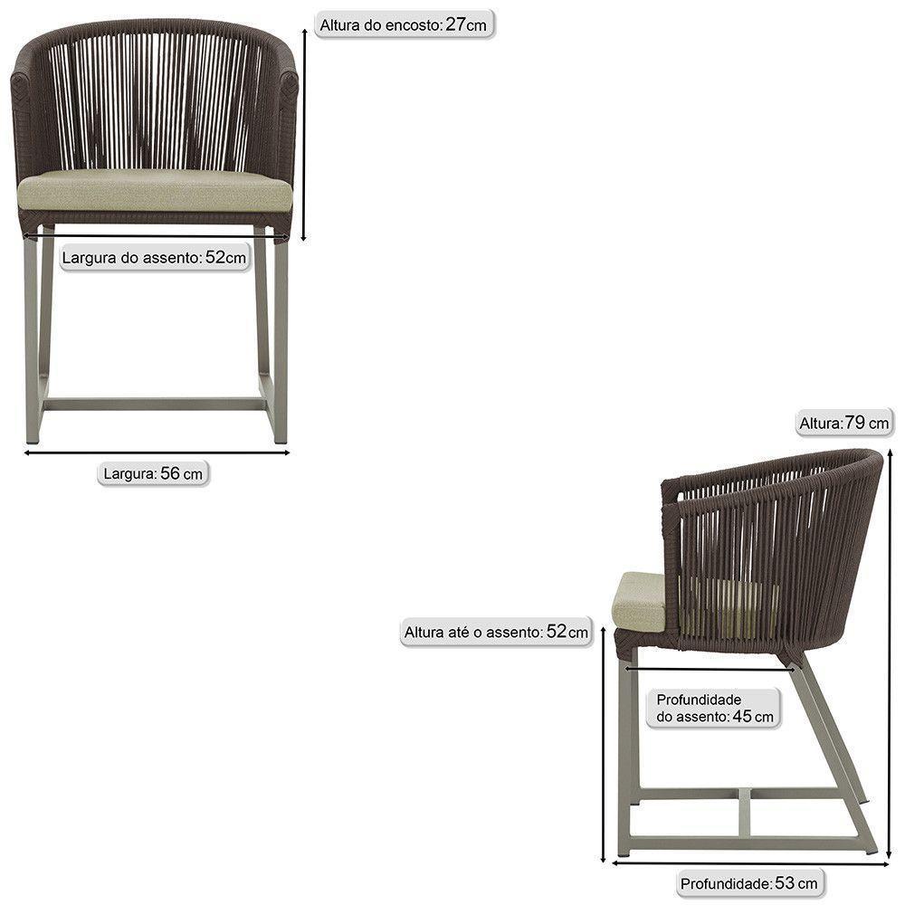 6 Cadeiras De Jantar Noronha Fendi Corda Náutica E7 Trama Marrom - 3