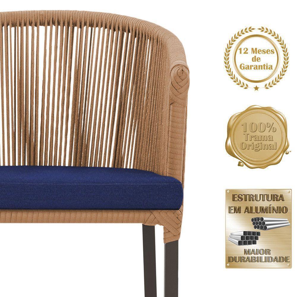 6 Cadeiras De Jantar Noronha Marrom Corda Náutica E10 Trama Terra Cota - 3