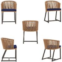 6 Cadeiras De Jantar Noronha Marrom Corda Náutica E10 Trama Terra Cota - 5