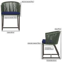 6 Cadeiras De Jantar Noronha Marrom Corda Náutica E10 Trama Verde - 2