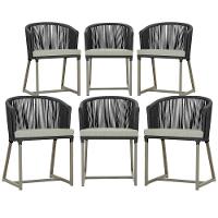 6 Cadeiras De Jantar Noronha Fendi Corda Náutica E3 Trama Preto - 1