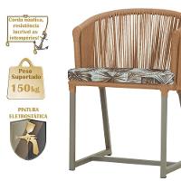 4 Cadeiras De Jantar Noronha Fendi Corda Náutica E6 Trama Terra Cota