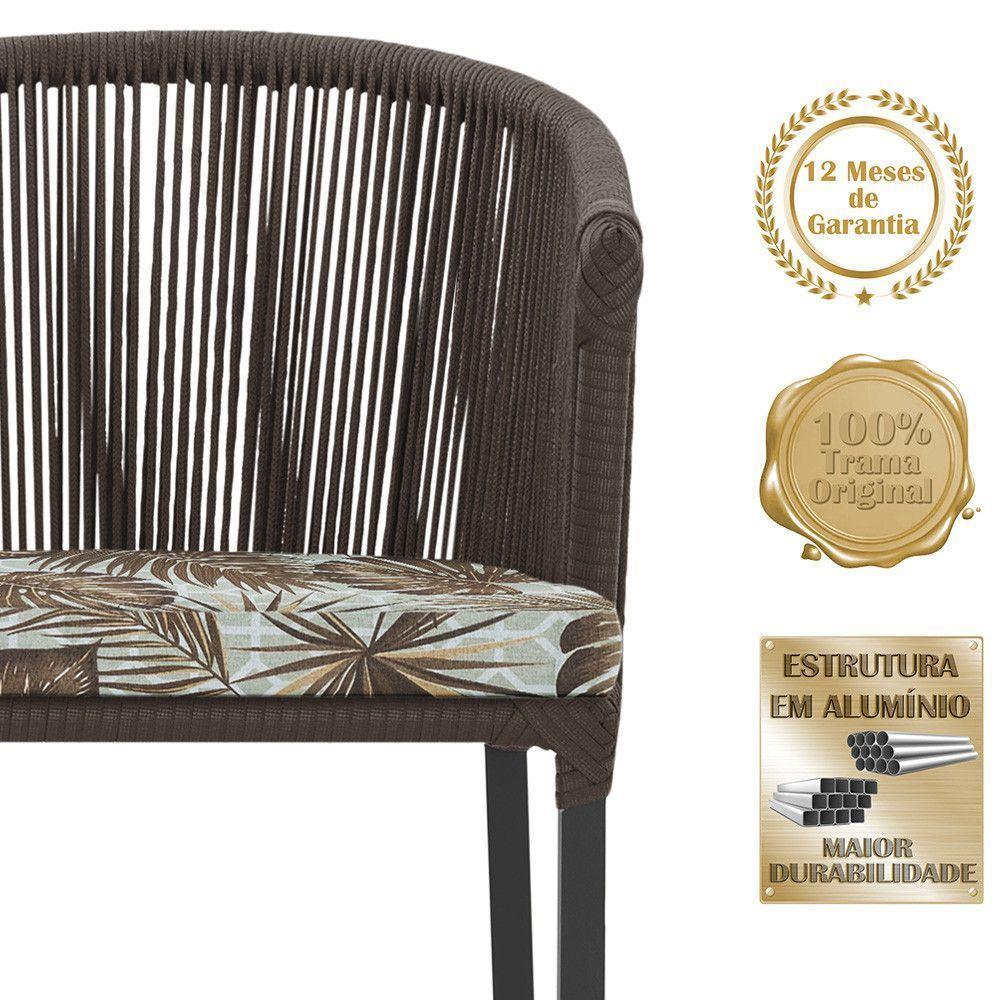 5 Cadeiras De Jantar Noronha Preta Corda Náutica E6 Trama Marrom - 3