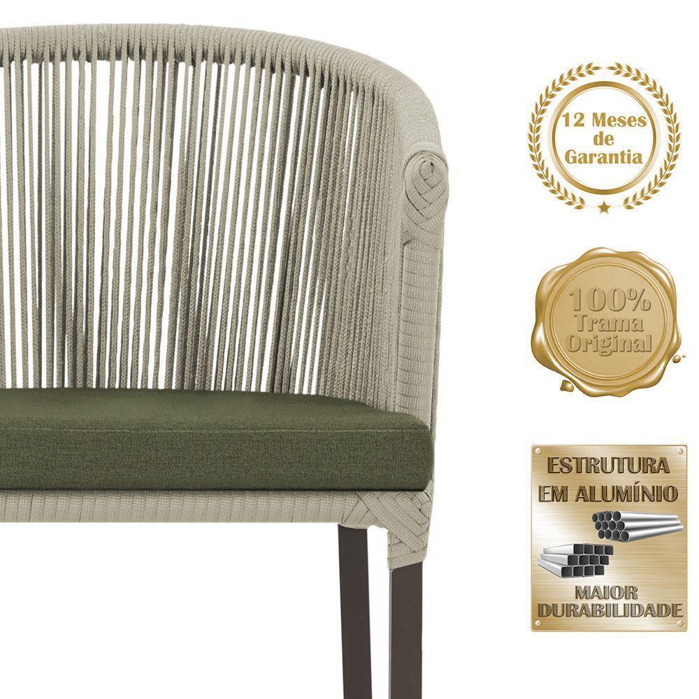 6 Cadeiras De Jantar Noronha Marrom Corda Náutica E13 Trama Rami - 3