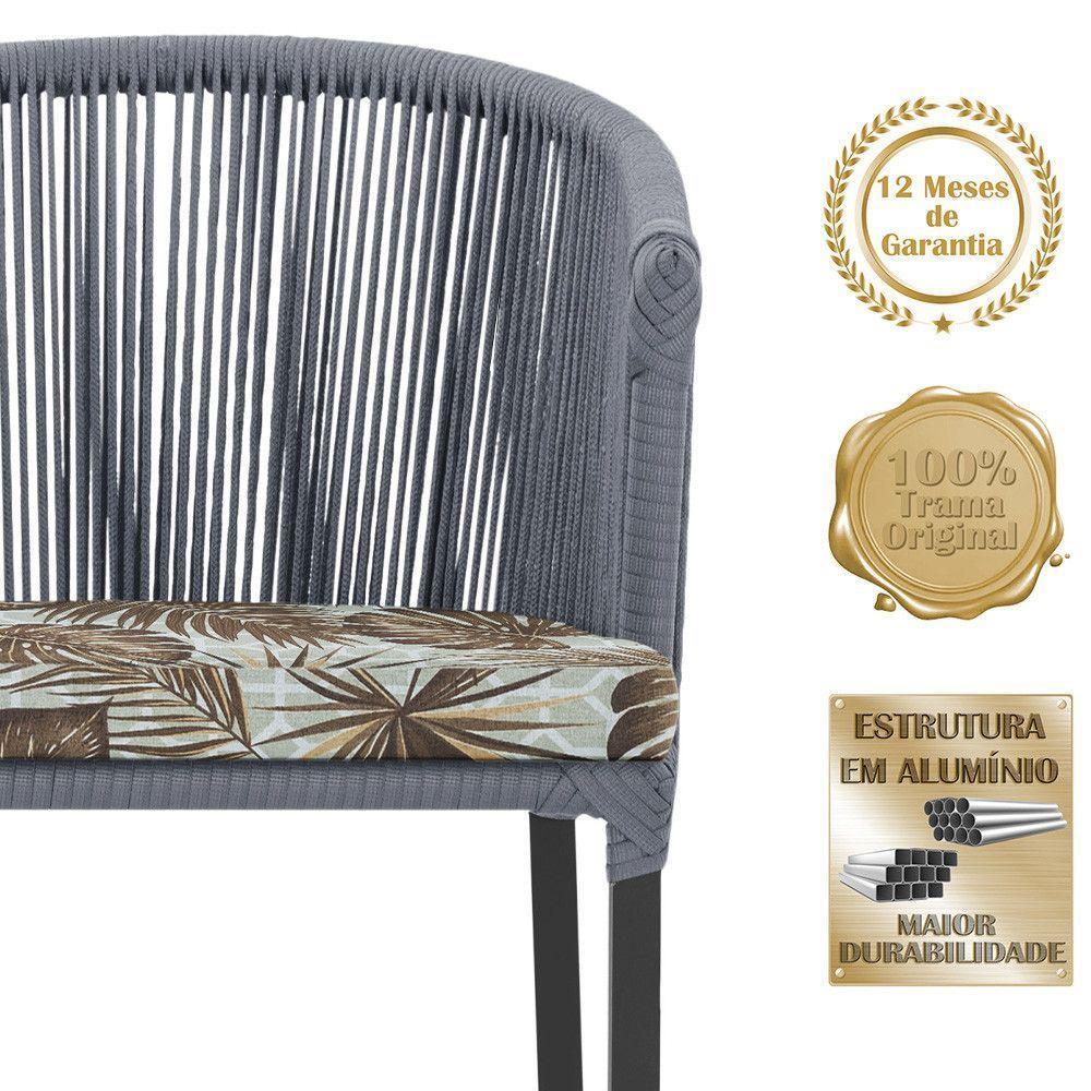 5 Cadeiras De Jantar Noronha Preta Corda Náutica E6 Trama Prata - 2