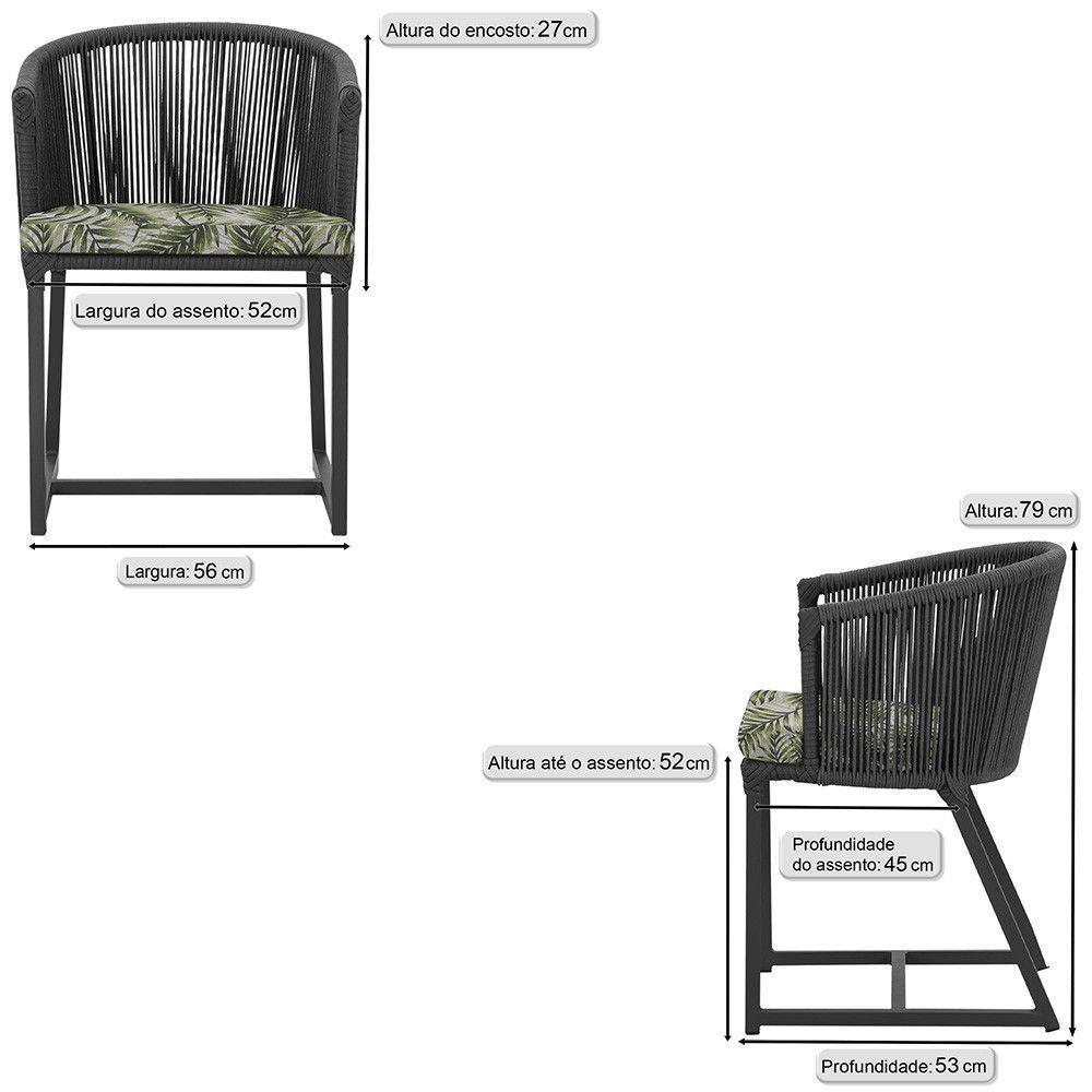 5 Cadeiras De Jantar Noronha Preta Corda Náutica E5 Trama Preto - 2