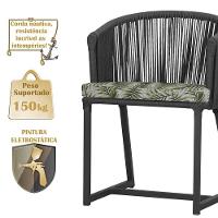 5 Cadeiras De Jantar Noronha Preta Corda Náutica E5 Trama Preto