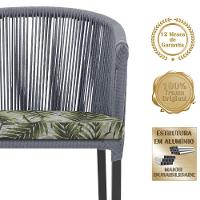 5 Cadeiras De Jantar Noronha Preta Corda Náutica E5 Trama Prata - 3