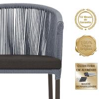 5 Cadeiras De Jantar Noronha Marrom Corda Náutica E9 Trama Prata - 3