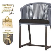 5 Cadeiras De Jantar Noronha Marrom Corda Náutica E9 Trama Prata