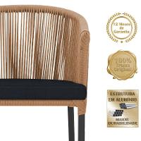 5 Cadeiras De Jantar Noronha Preta Corda Náutica E12 Trama Terra Cota - 3