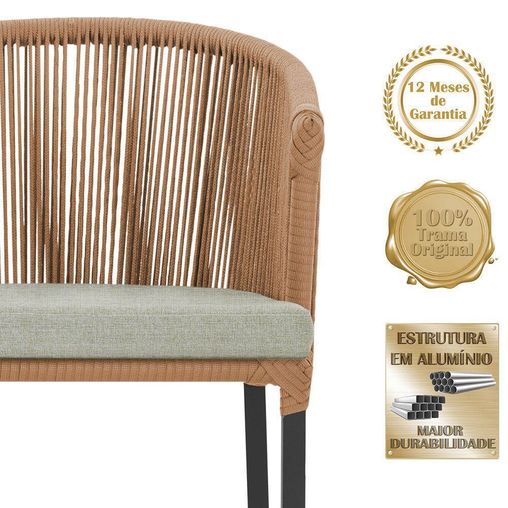 5 Cadeiras De Jantar Noronha Preta Corda Náutica E3 Trama Terra Cota - 3