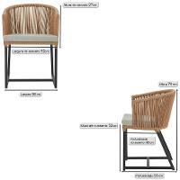 5 Cadeiras De Jantar Noronha Preta Corda Náutica E3 Trama Terra Cota - 2