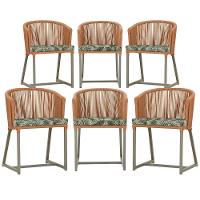 6 Cadeiras De Jantar Noronha Fendi Corda Náutica E5 Trama Terra Cota - 1