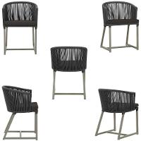 6 Cadeiras De Jantar Noronha Fendi Corda Náutica E9 Trama Preto - 5