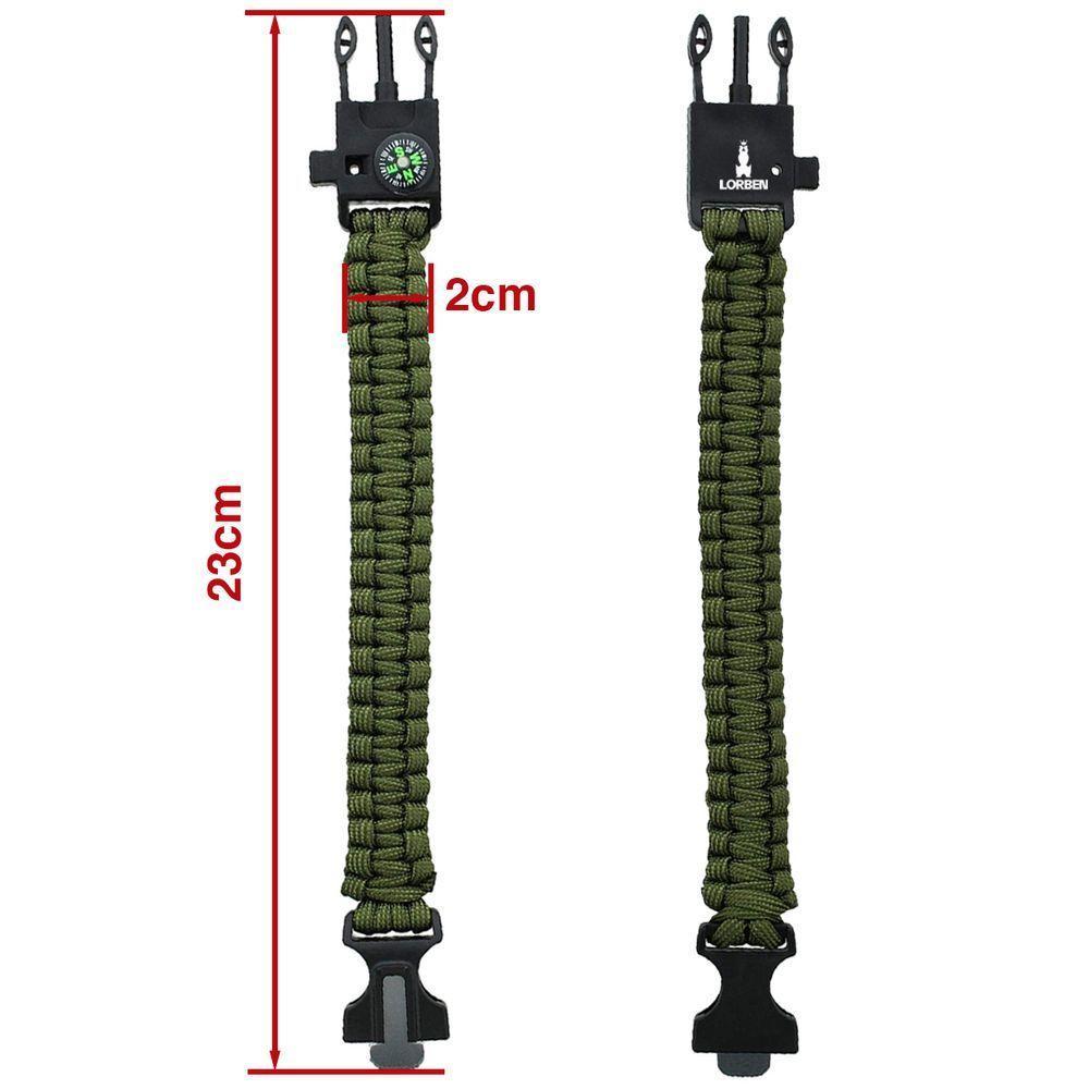 Pulseira Tática De Sobrevivência Lorben Bracelete Emergência Trilha Bússola Pederneira Faca Apito - 5
