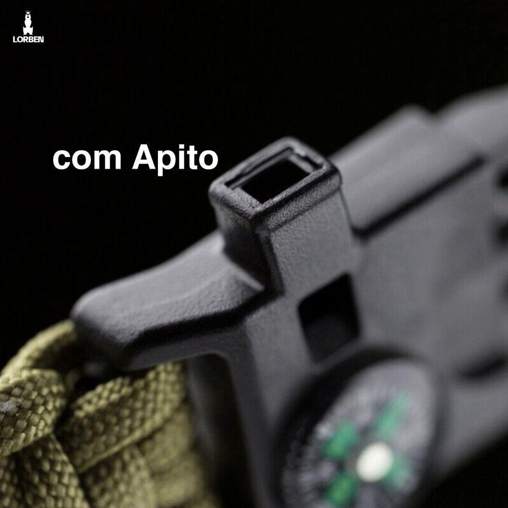 Pulseira Tática De Sobrevivência Lorben Bracelete Emergência Trilha Bússola Pederneira Faca Apito - 7
