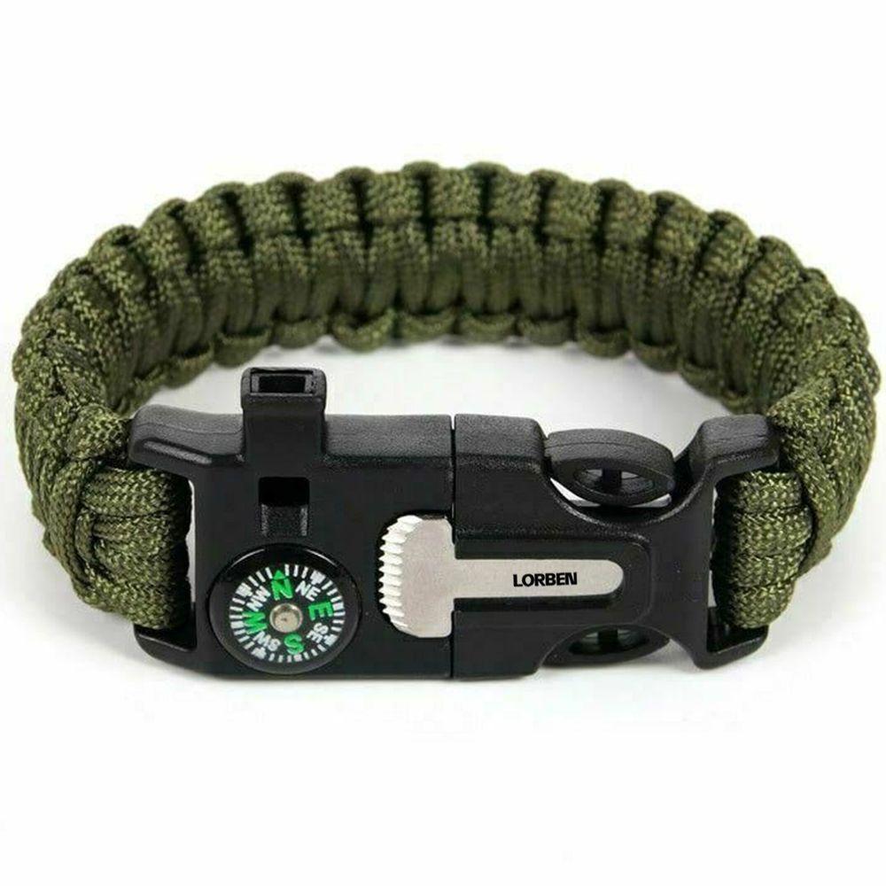 Pulseira Tática De Sobrevivência Lorben Bracelete Emergência Trilha Bússola Pederneira Faca Apito - 10