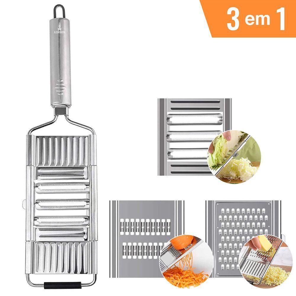 Ralador Manual Multifuncional 3 Em 1 Com Cabo Lorben Aço Inox Queijo Legumes - 5
