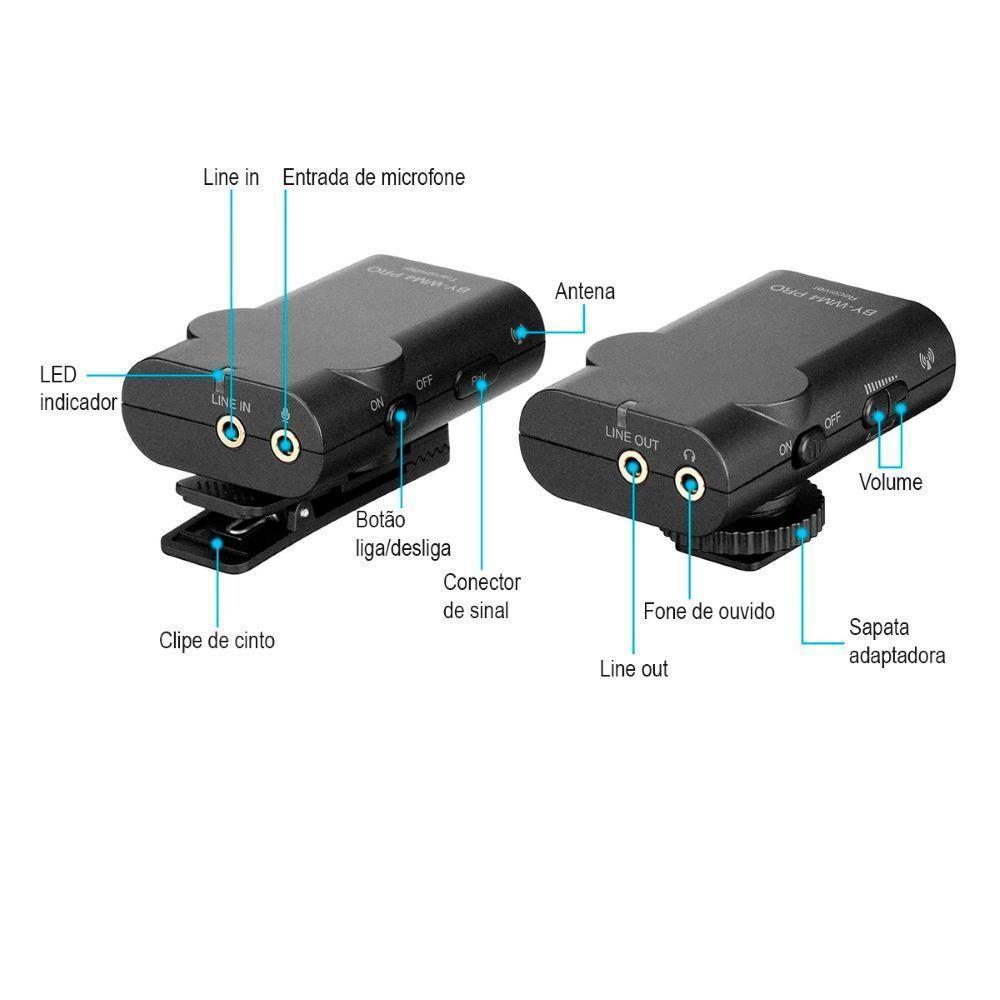 Microfone Sem Fio Lapela Dual-channel 2,4 Ghz By-wm4 Pro Celular Câmera Dslr Lorben - 4