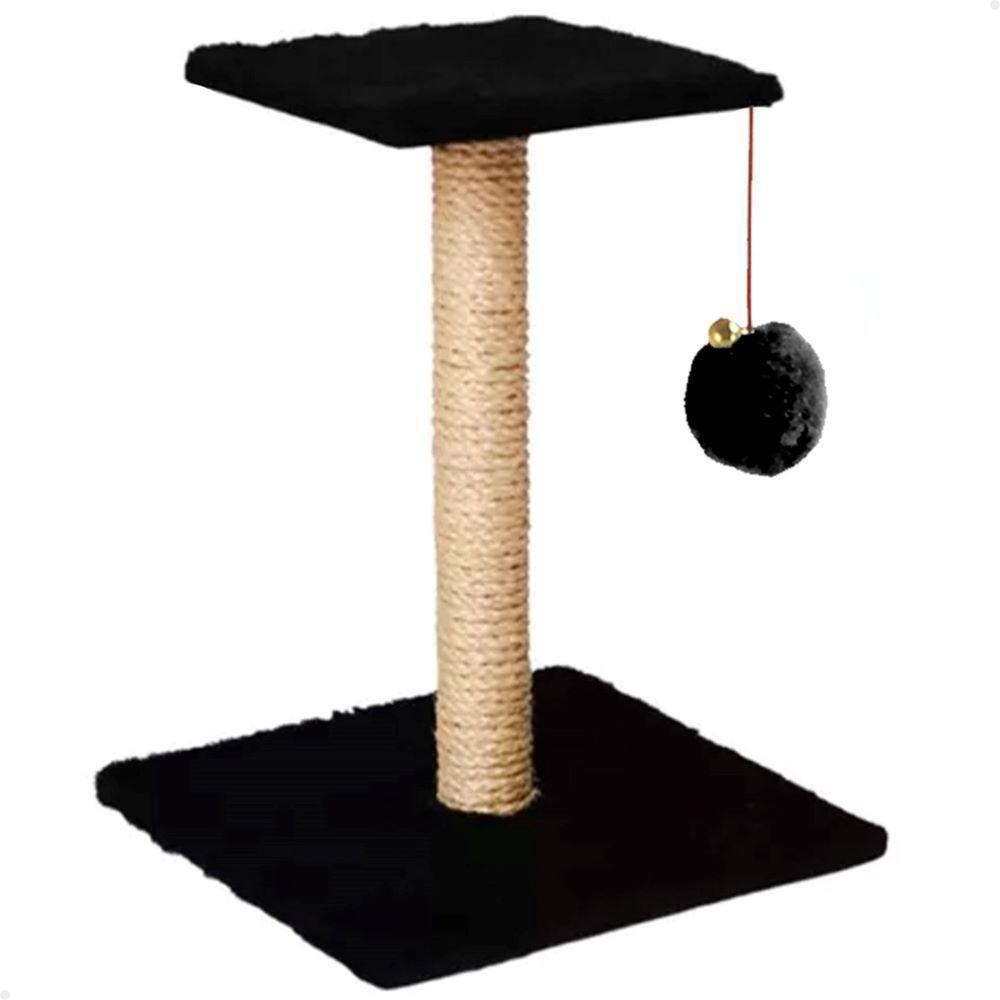 Arranhador Para Gatos Pet Quadrado Poste Sisal Com Brinquedo Pompom Pelúcia Guizo - 1