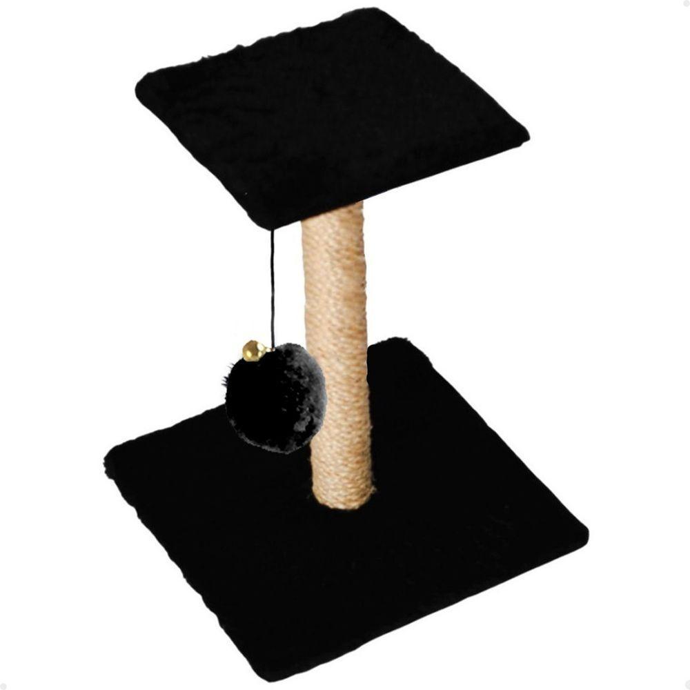 Arranhador Para Gatos Pet Quadrado Poste Sisal Com Brinquedo Pompom Pelúcia Guizo - 2