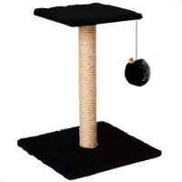 Arranhador Para Gatos Pet Quadrado Poste Sisal Com Brinquedo Pompom Pelúcia Guizo - 1