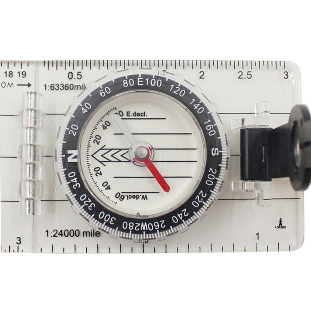 Bússola Direcional Dobrável Lorben Para Mapa Com Escala Régua Lupa Cordão Camping Sobrevivência - 10