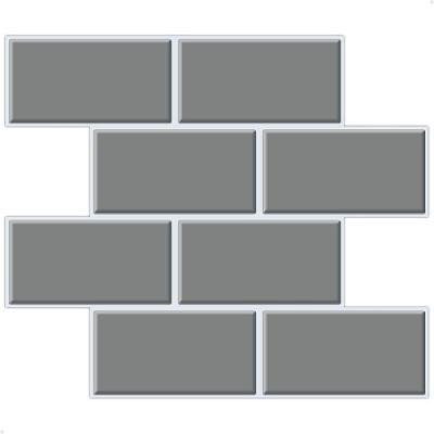 Pastilha Adesiva 3d Alto Relevo Decorativa Lorben Lavável Resinada Azulejo Cinza Com Rejunte Branco