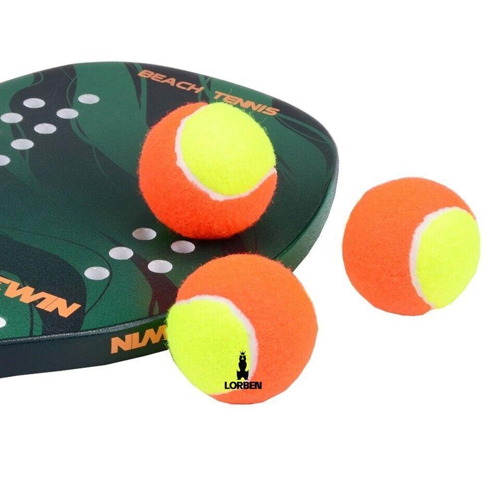 Kit Bolinha Beach Tennis Tênis Praia Pack 3 Unidades Laranja E Amarelo Lorben - 3