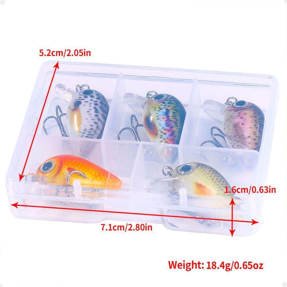 Kit Com 5 Mini Iscas De Pesca Artificiais Crankbait Meia água Material Acessório Pescaria - 5