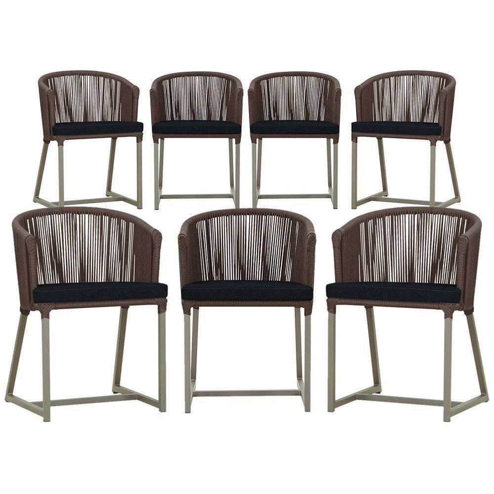 7 Cadeiras De Jantar área Noronha Fendi E12 Trama Original Marrom - 1