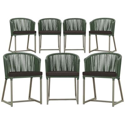 7 Cadeiras De Jantar área Noronha Fendi E9 Trama Original Verde