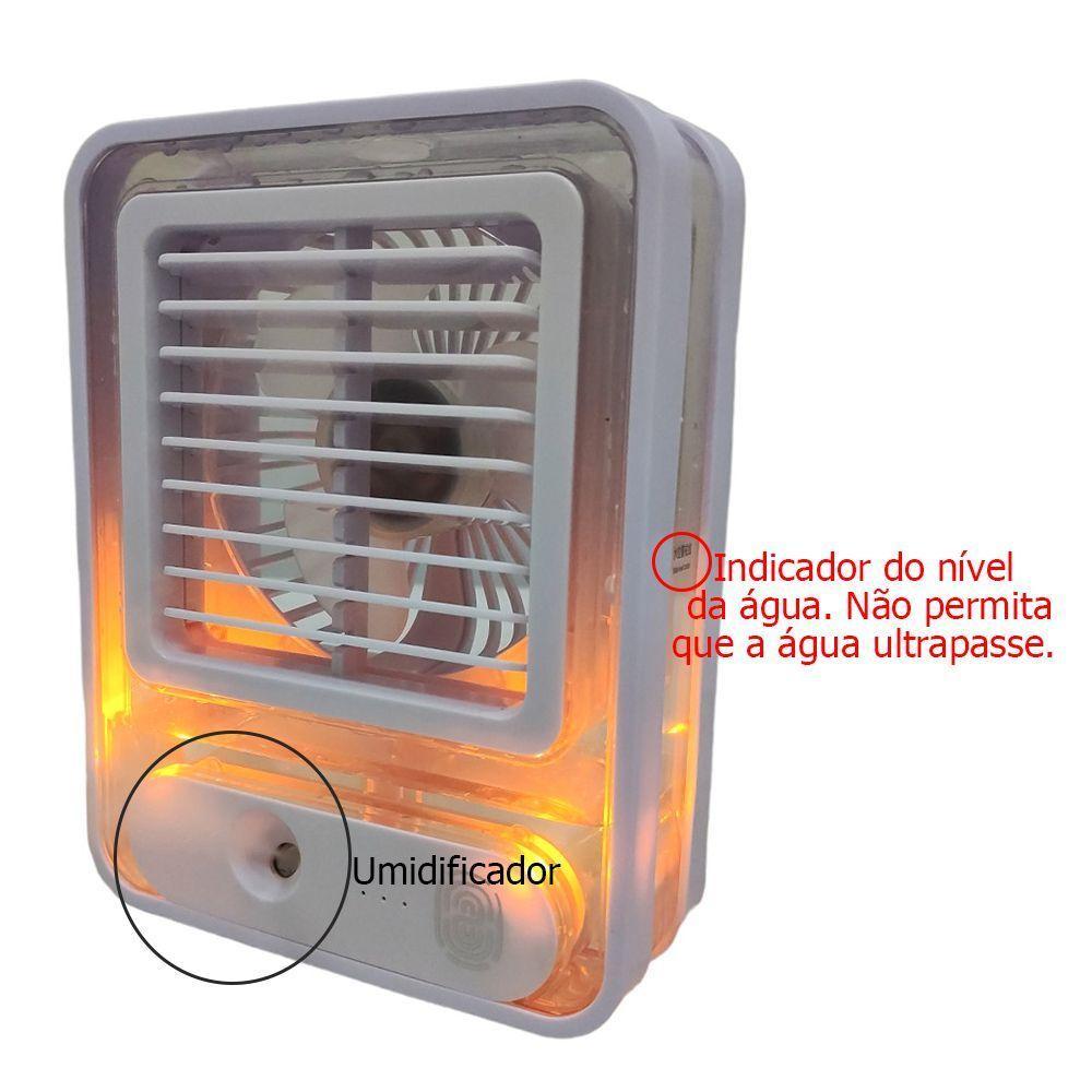 Ventilador Umidificador De Mesa Touch 3 Velocidades Led Usb Casa Trabalho Estudos Portatil Silencioso Refrescante - 5