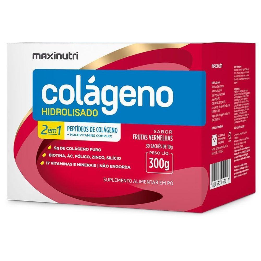 Colágeno Hidrolisado 2 Em 1 30 Sachês De 10g Sabor Frutas Vermelhas - 1