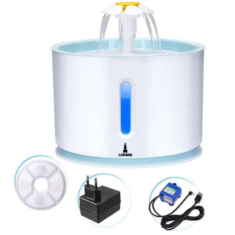Bebedouro Para Gatos E Cães Lorben 2,4 Litros Led Usb Filtragem Purificação Gt6106 - 2
