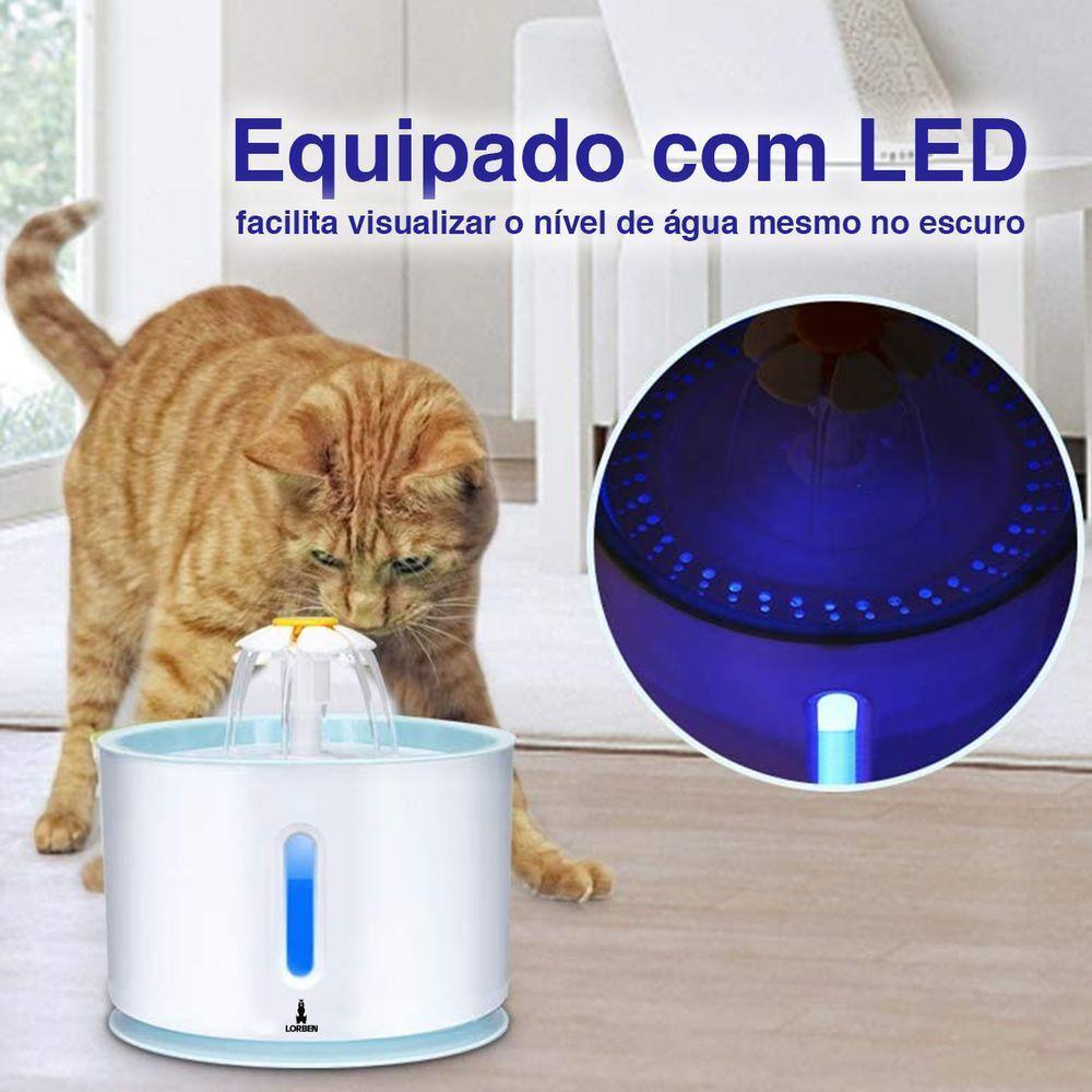 Bebedouro Para Gatos E Cães Lorben 2,4 Litros Led Usb Filtragem Purificação Gt6106 - 5