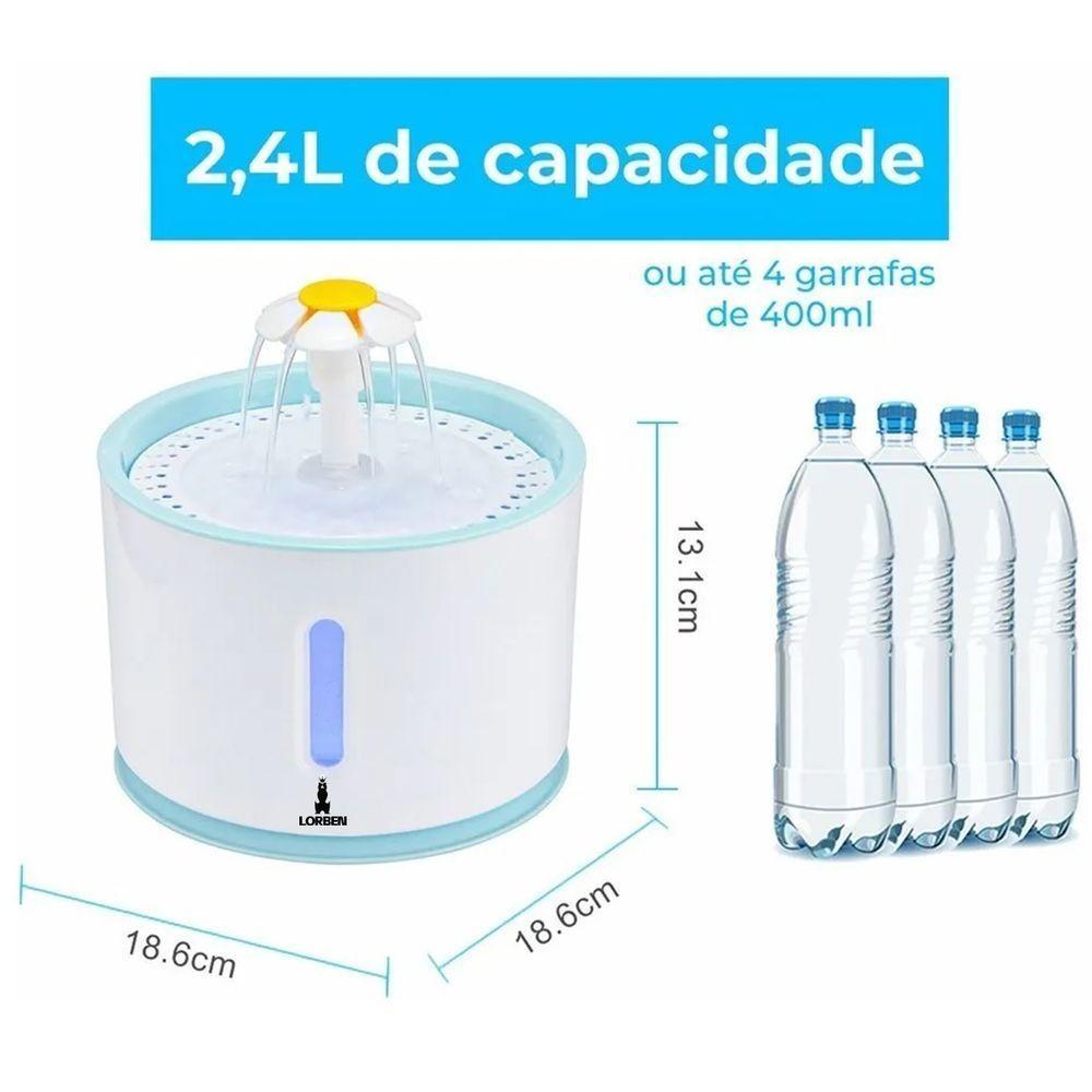 Bebedouro Para Gatos E Cães Lorben 2,4 Litros Led Usb Filtragem Purificação Gt6106 - 10