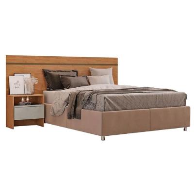 Painel Cama Box Madeirado - Prime 1 Mesa C- 1 Gaveta Casal Freijo Cumaru Fendi - Novo Horizonte