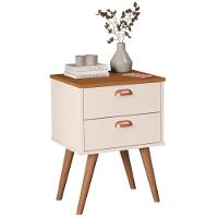Mesa Apoio 2 Gavetas Lanciano Off White Nature - 2