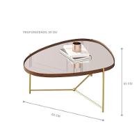 Mesa Centro De Sala Kingston Castanho Dourado - 3