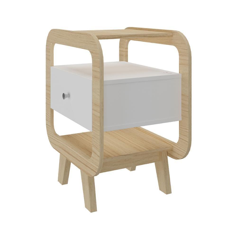 Mesa Auxiliar Nice Com Entrada Usb Nature Branco - 2