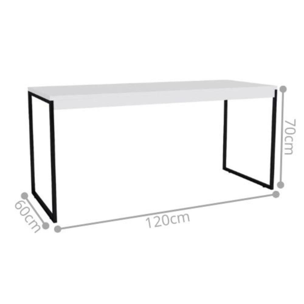 Mesa Reunião Ceo 1.2 Pés De Ferro Branco - 2