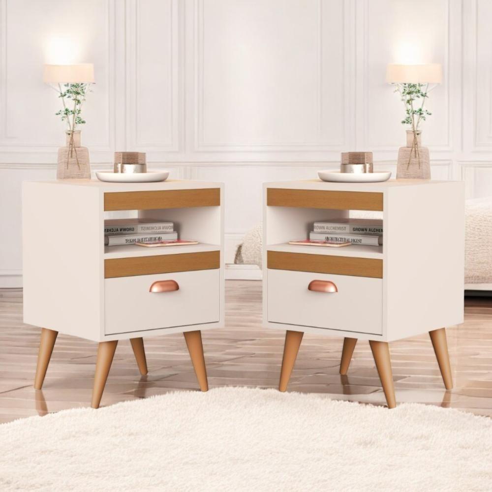 Kit Mesa Cabeceira 2 Unidades Bariloche Off White Ype - 1