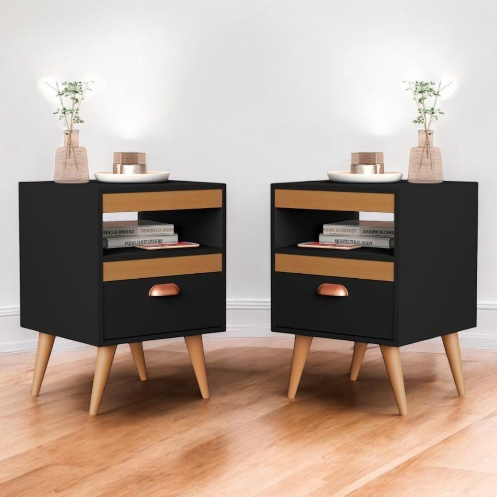 Kit Mesa Cabeceira 2 Unidades Bariloche Preto Ype - 1