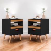 Kit Mesa Cabeceira 2 Unidades Bariloche Preto Ype - 1