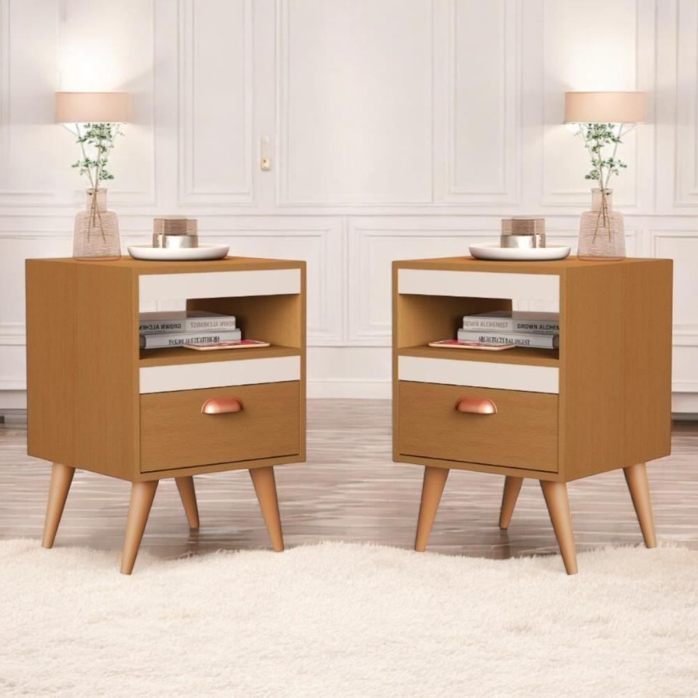 Kit Mesa Cabeceira 2 Unidades Bariloche Ype Off White - 1