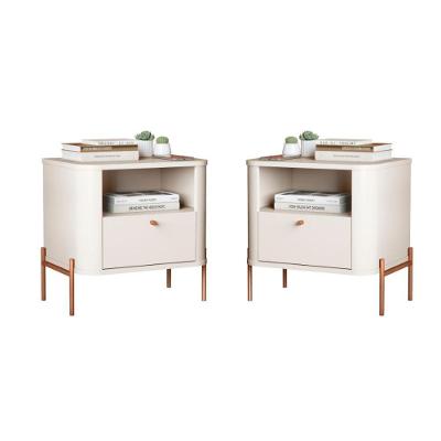 Jogo De Mesa De Cabeceira Bali Off White Bronze