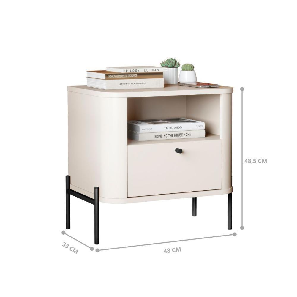 Jogo De Mesa De Cabeceira Bali Off White Preto - 3