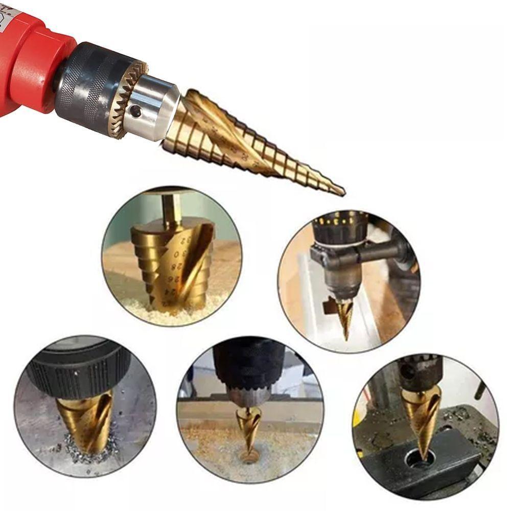 Broca Escalonada Lorben Espiral Profissional De 4 à 32 Mm Aço Rápido Titânio Gt6210 - 1